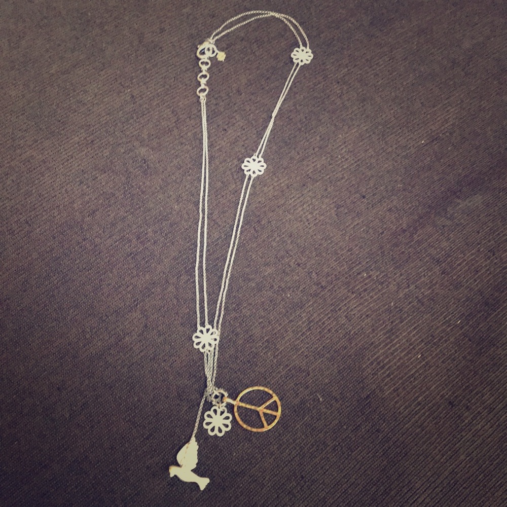 Lucky brand dove and peace sign necklace
